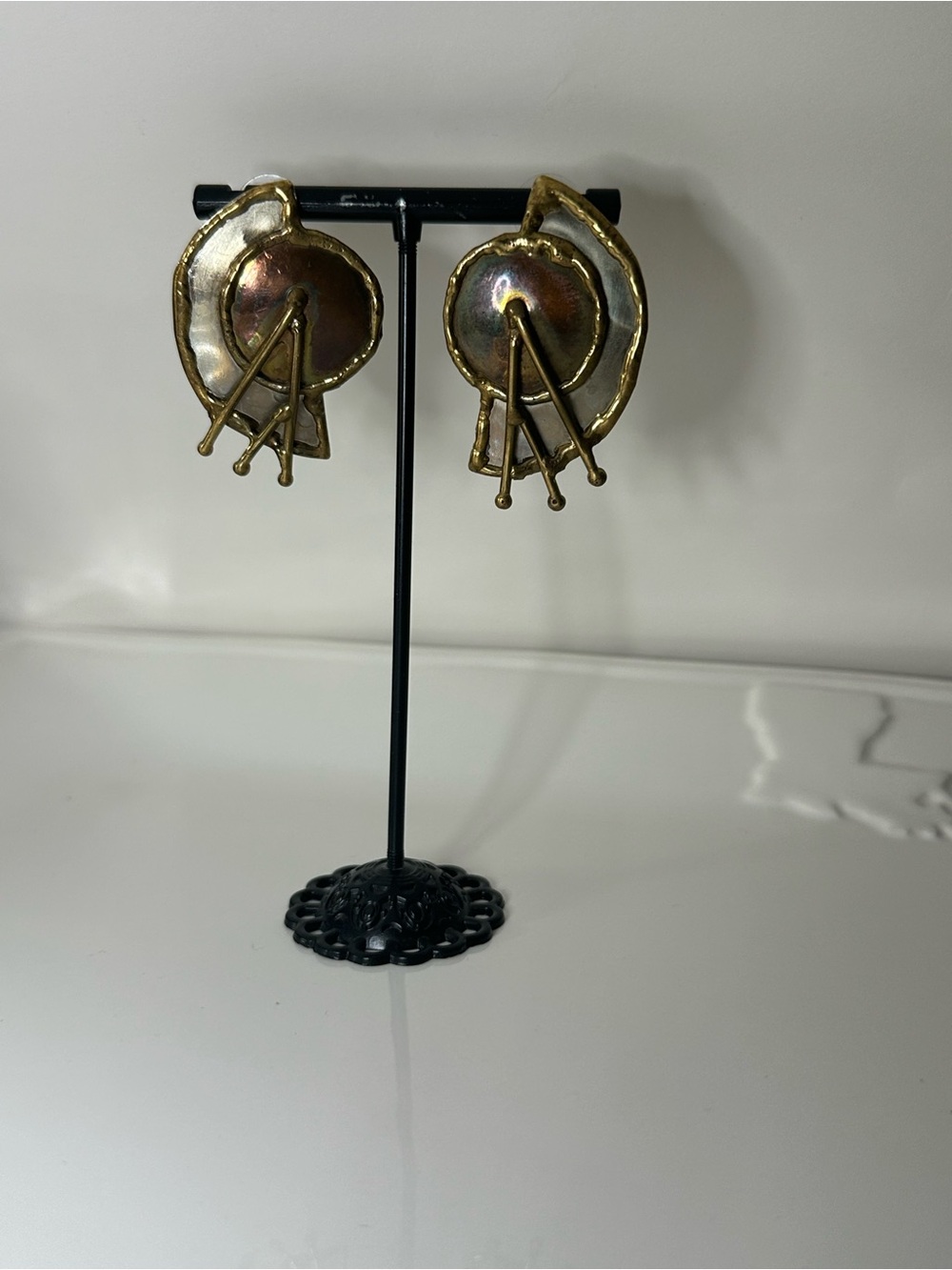 Art Deco Gold-Tone Abstract Drop Earrings